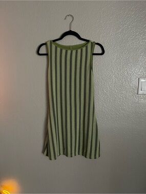 SHEIN Olive and Dark Green Striped Sleeveless Mini Dress